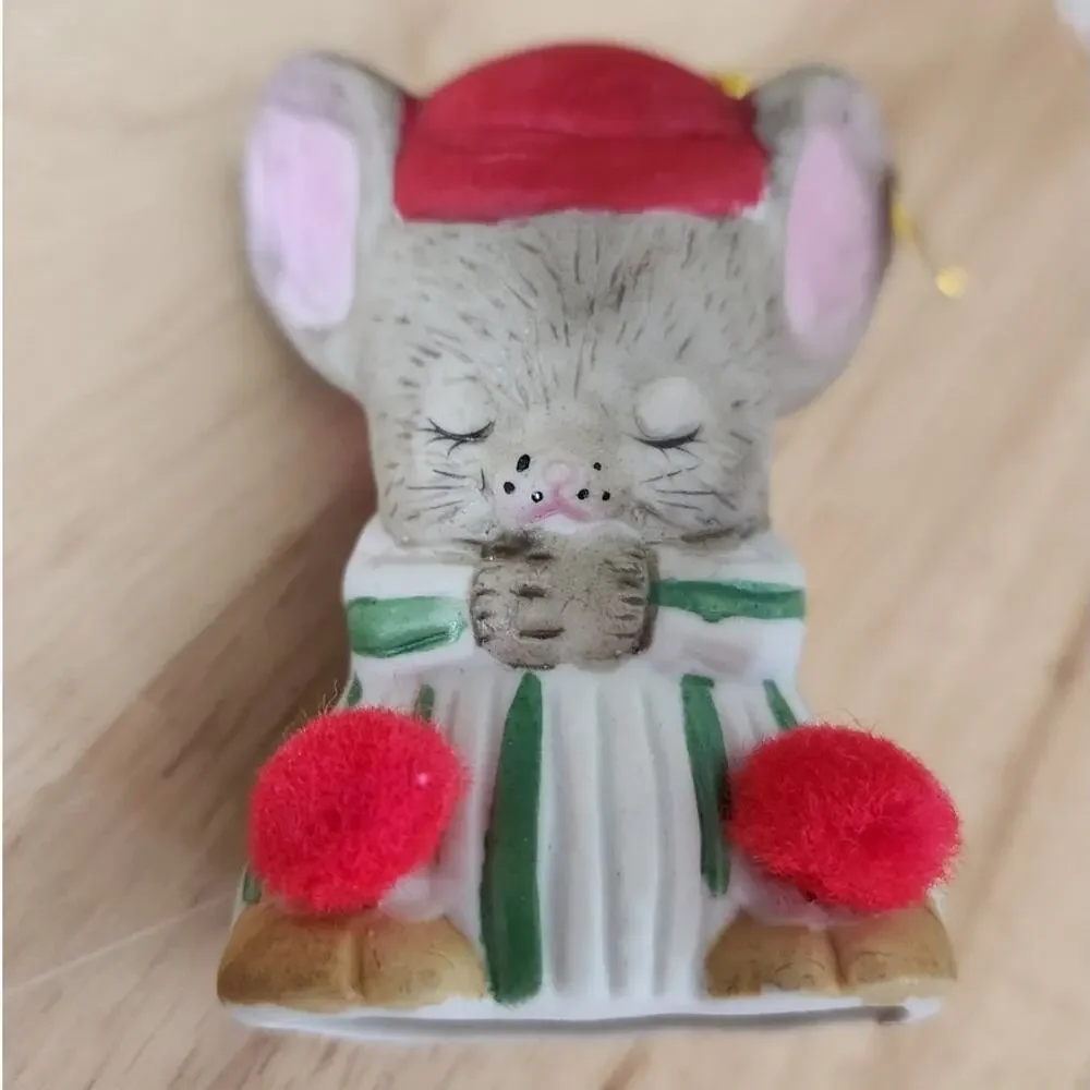 Lot 3 Vintage Jasco Bisque Porcelain Taiwan Caring Critter Chimer Bell Ornaments